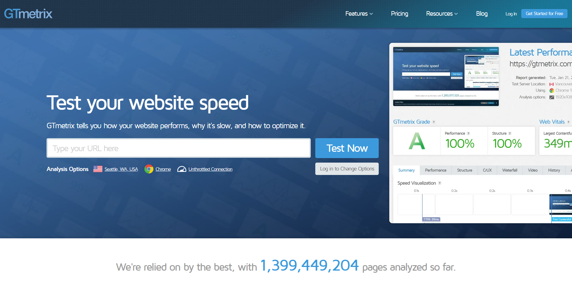 GTmetrix screenshot